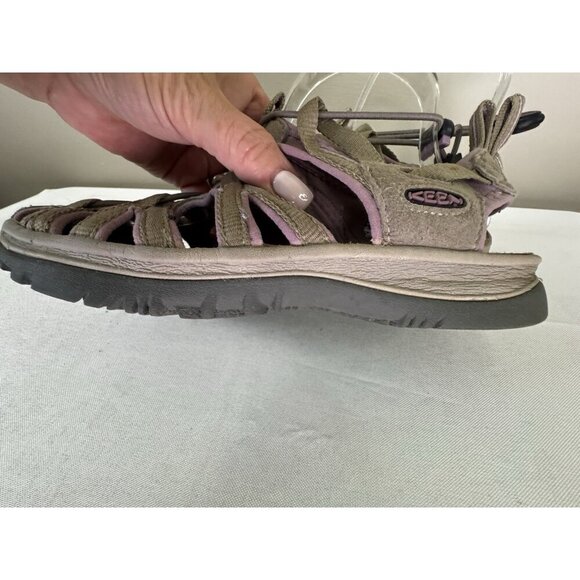 KEEN 9 Womens Whisper Gray Purple Waterproof Sport Sandals Hiking Trail Gorpcore - Picture 13 of 16